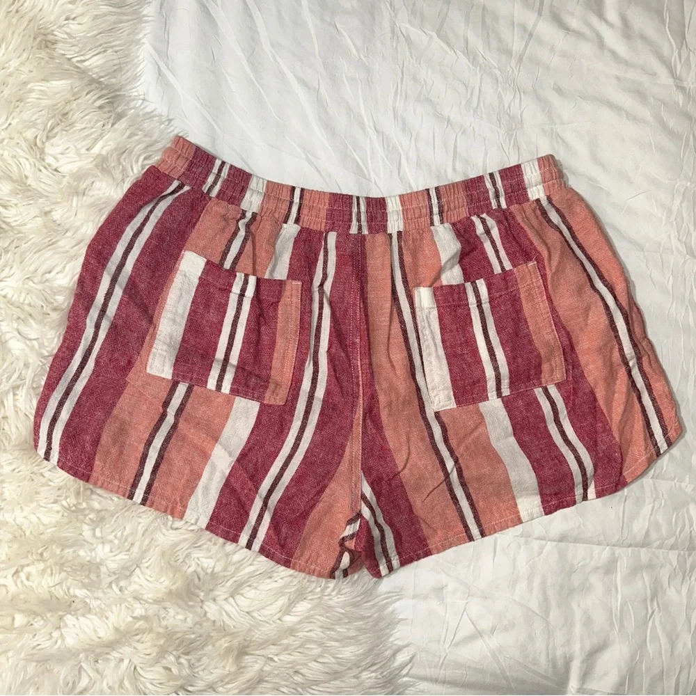 Universal Thread | Pink Cream Striped Linen Blend Shorts High Rise Drawstring M